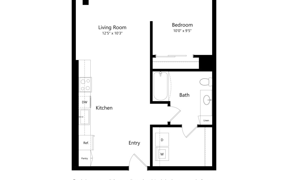 A3 - 1 bedroom floorplan layout with 1 bathroom and 700 square feet